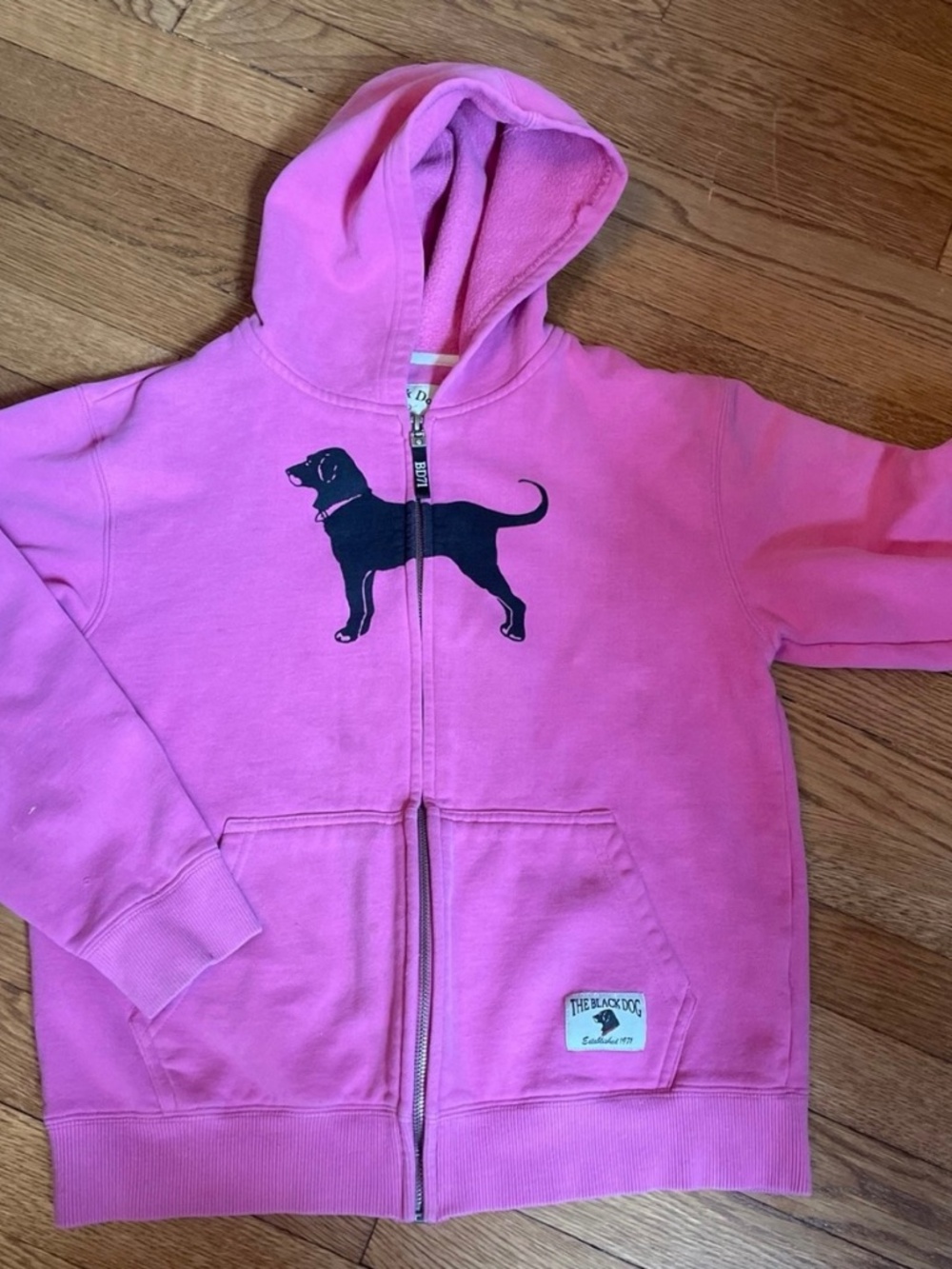Black Dog Kids zip front sweatshirt L pink